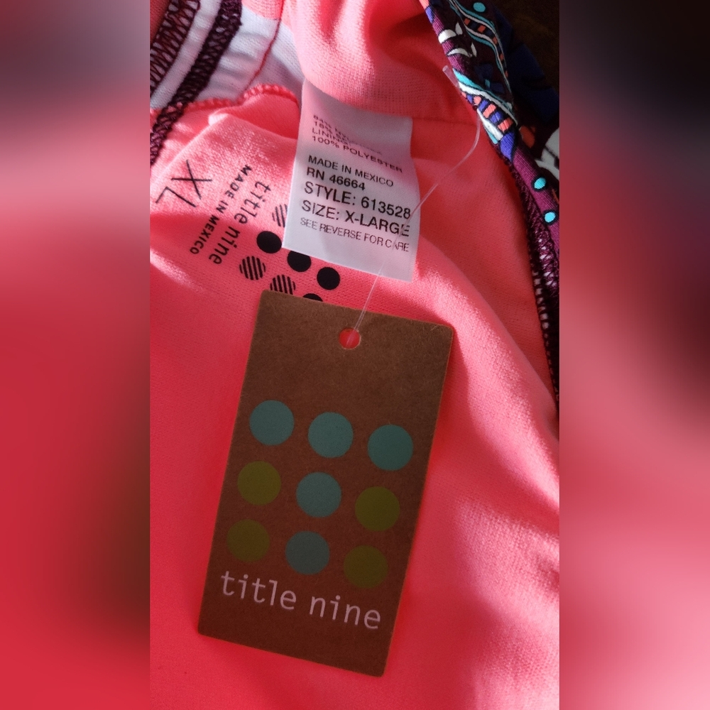 Title Nine Purple Paisley V-Neck Racerback Tank - Coral & Teal Accents - Picture 5 of 9
